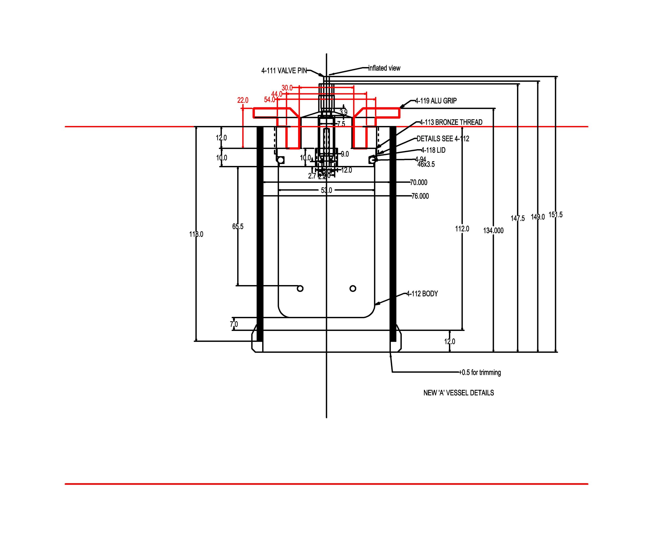 CAL4K-4 Thread Type Bomb Vessel Diagram